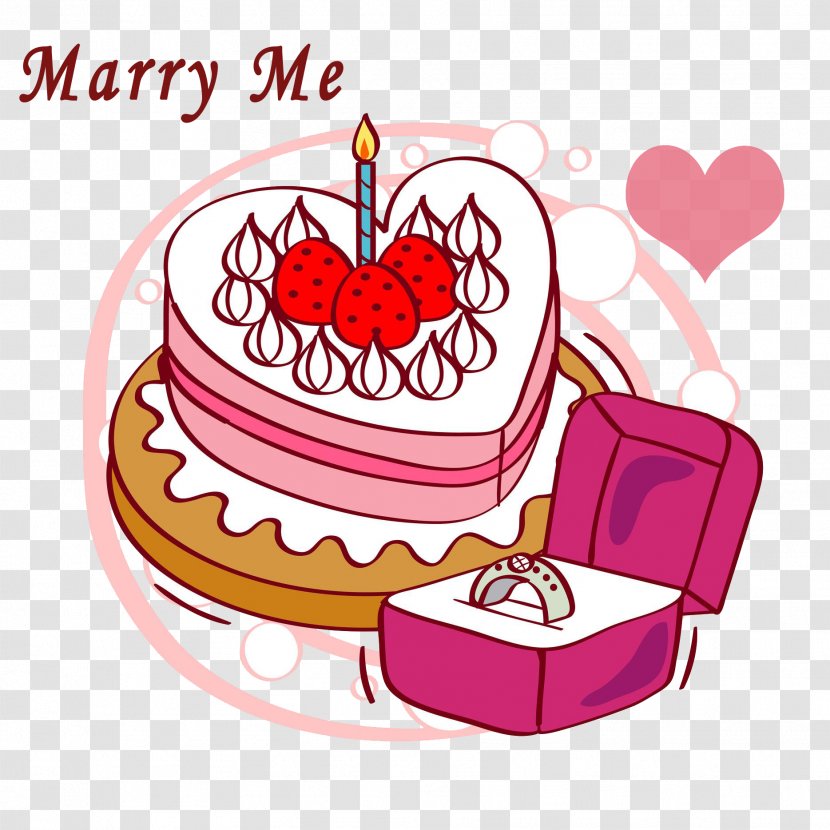 Birthday Cake Engagement Ring Wedding Illustration - Baked Goods - Valentine's Day Transparent PNG