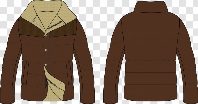 Vector Hand-painted Men's Jacket Positive And Negative - Hood - Brown Transparent PNG