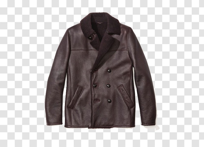 Leather Jacket Overcoat Brown - Designer - Furry Transparent PNG