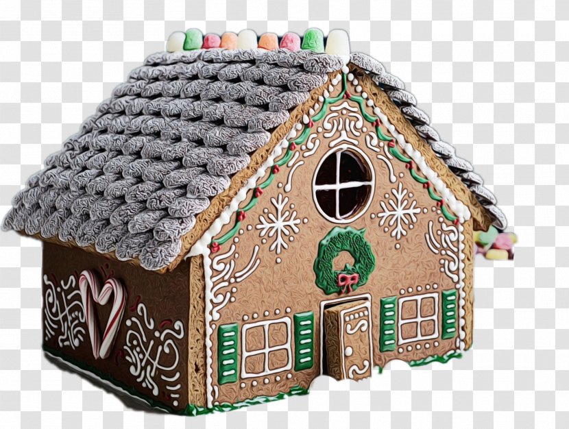 Christmas Decoration - Wet Ink - Roof Cottage Transparent PNG