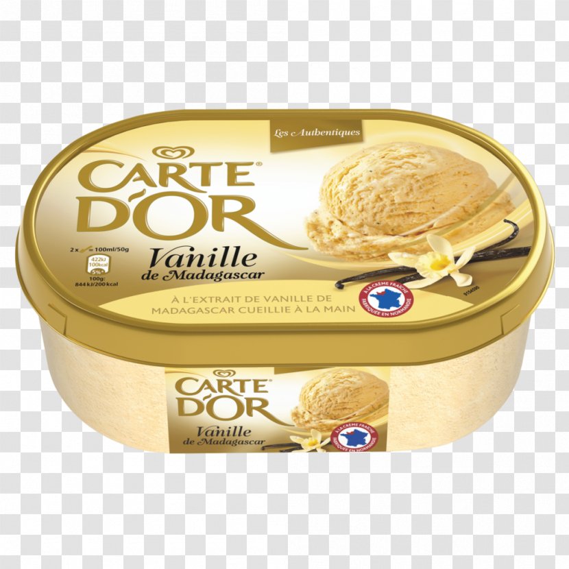 Ice Cream Milkshake Carte D'Or Vanilla - Frozen Dessert - Cadre Doré Transparent PNG