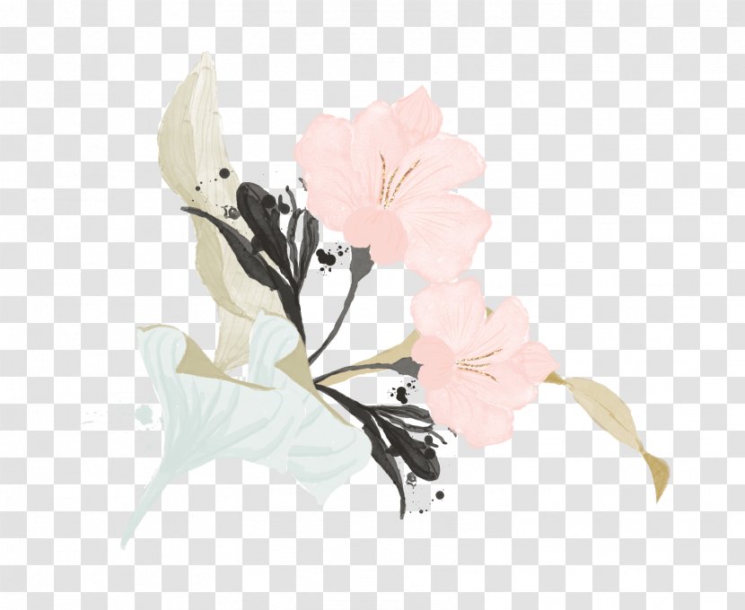Watercolor Painting Flower - Pink - Cherry Blossom Transparent PNG