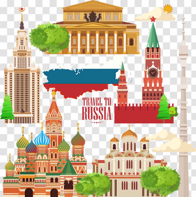 Moscow Kremlin Travel Illustration - Vector Russia City Transparent PNG