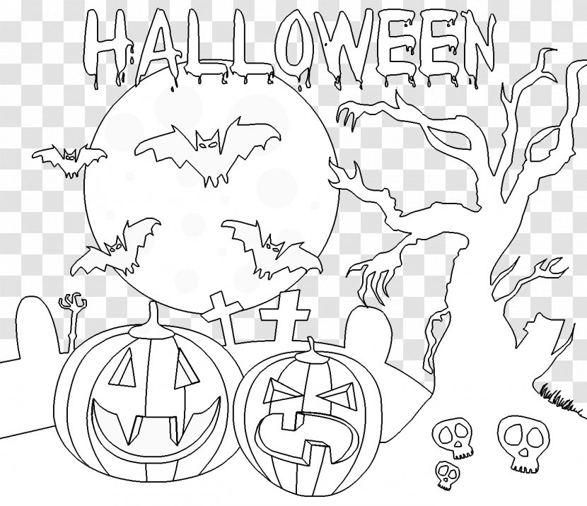 Drawing Halloween Coloring Book Line Art - Flower Transparent PNG