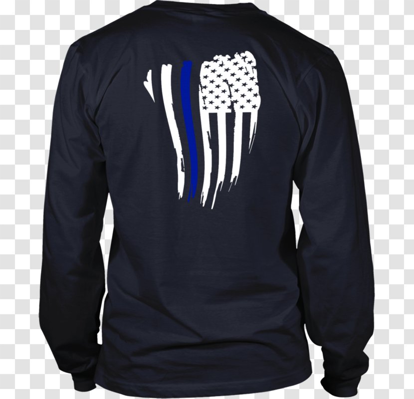 Long-sleeved T-shirt Hoodie - Sweater - Thin Blue Line Transparent PNG