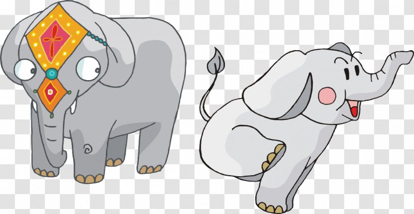 Elephant Cartoon - Flower - Vector Transparent PNG