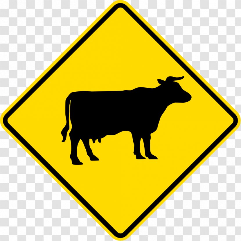 Cattle Warning Sign Traffic Road Livestock - Wildlife Transparent PNG
