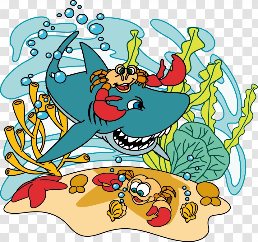 Cartoon Clip Art - Fictional Character - Shark Underwater World Vector Transparent PNG