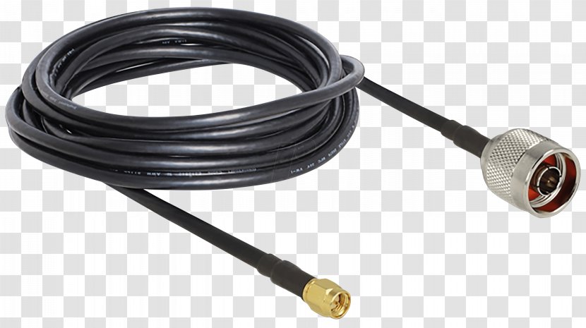 Coaxial Cable RP-SMA Electrical Connector DeLOCK Antennenkabel - Kabel AntényS Piny (male) TNC To S SMAOthers Transparent PNG