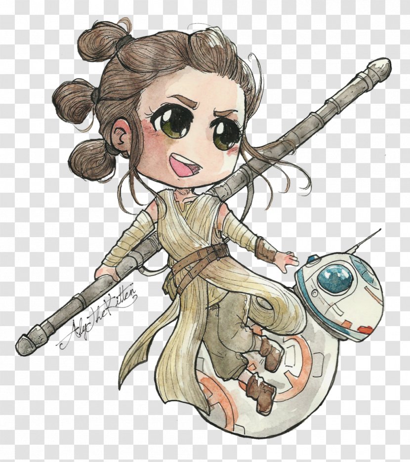 Rey Star Wars Episode VII BB-8 Han Solo Leia Organa - Watercolor - Mysterio Transparent PNG