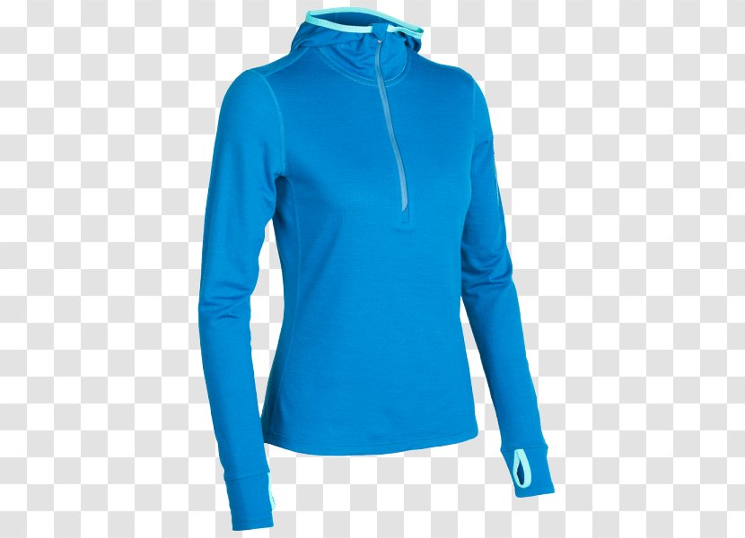 T-shirt Jacket Clothing Sweater Icebreaker Men's Merino Oasis Long Sleeve Half Zip Hood - Turquoise Transparent PNG