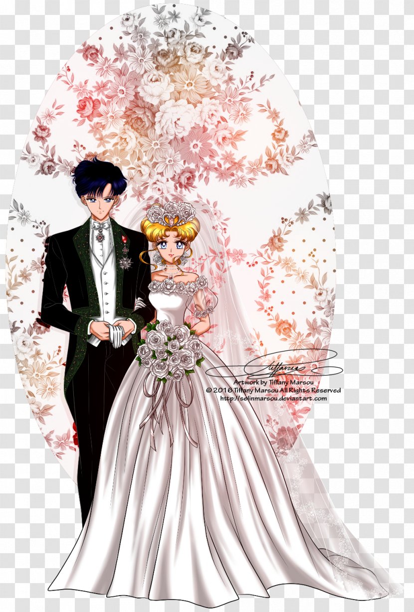 Sailor Moon Tuxedo Mask Queen Serenity Drawing Art - Flower - Wedding Couple Transparent PNG