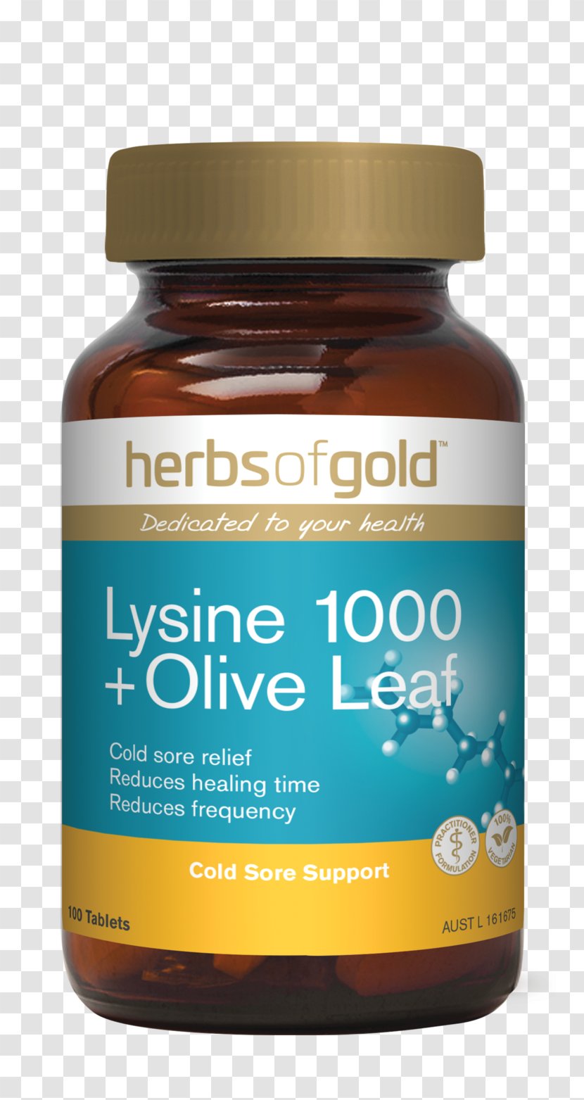 Herbs Of Gold Lysine 1000 + Olive Leaf 100 Tablets Liver Care 60t Product Health - Allergic Inflammation Transparent PNG