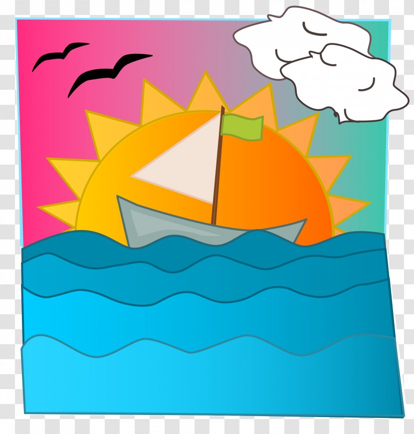 Clip Art - Coloring Book - Sunset Clipart Transparent PNG