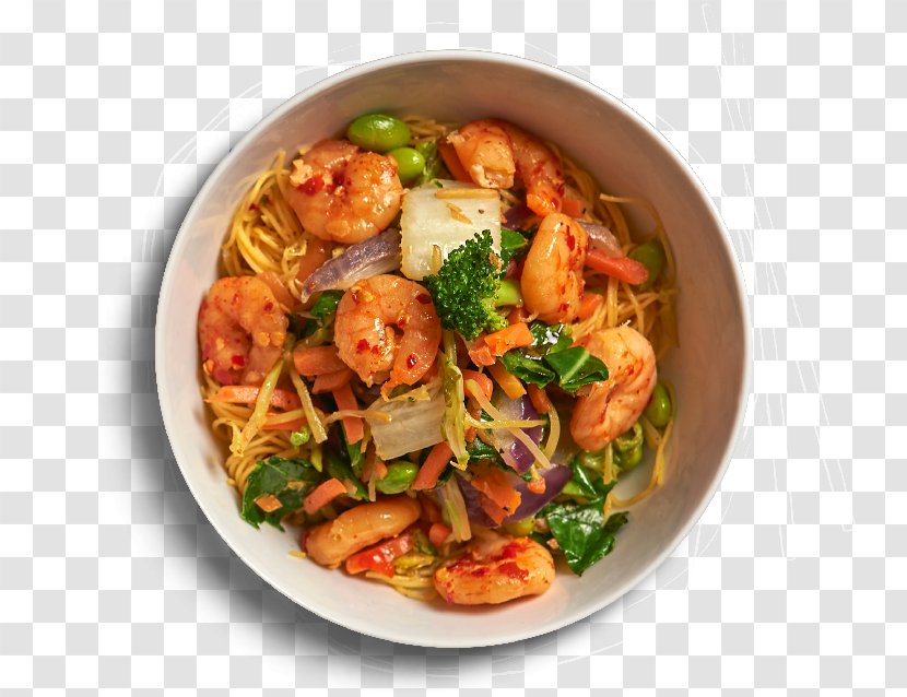 Thai Cuisine Asian Take-out Pav Bhaji Dish - Spaghetti - Prawn Transparent PNG
