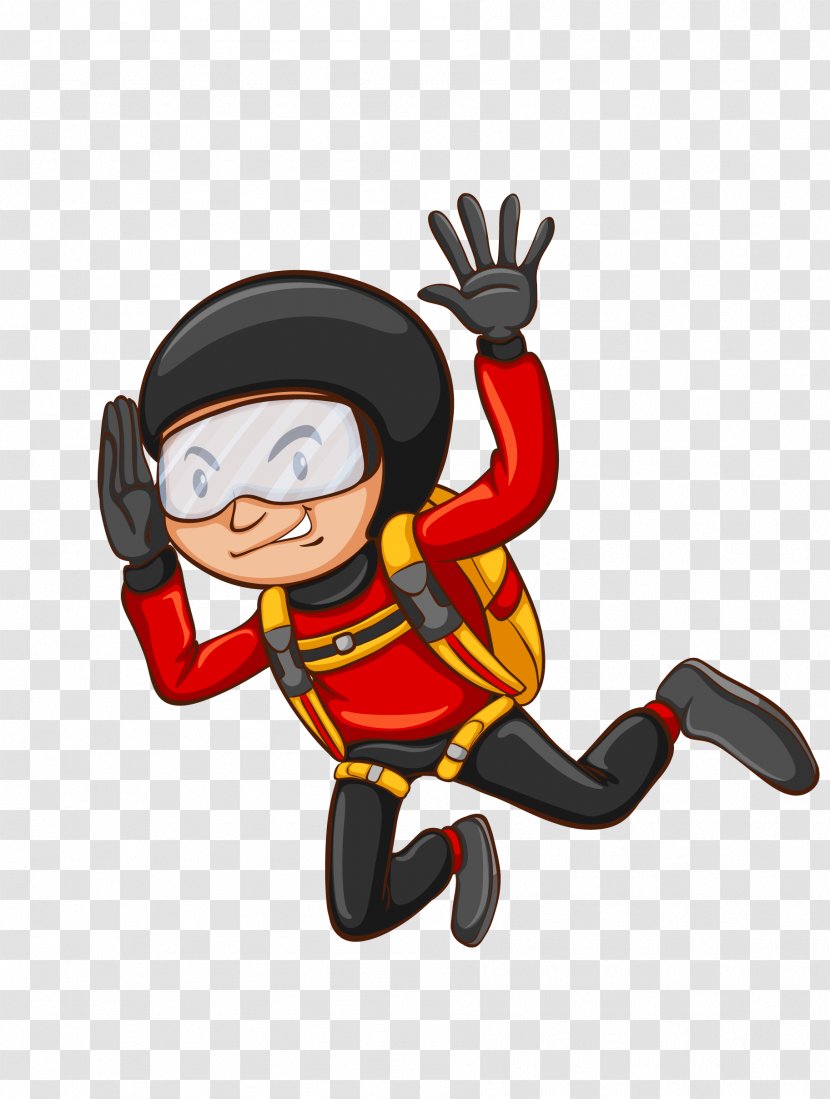 Airplane Parachuting Cartoon Illustration - Fictional Character - Vector Red And Black Parachute Boy Pattern Transparent PNG