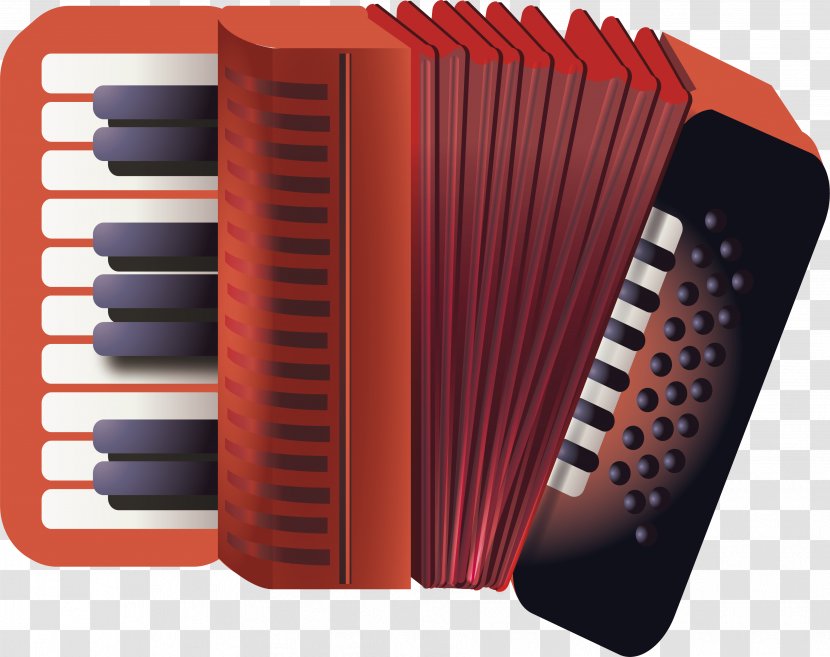Diatonic Button Accordion Musical Instrument - Frame - Red Transparent PNG