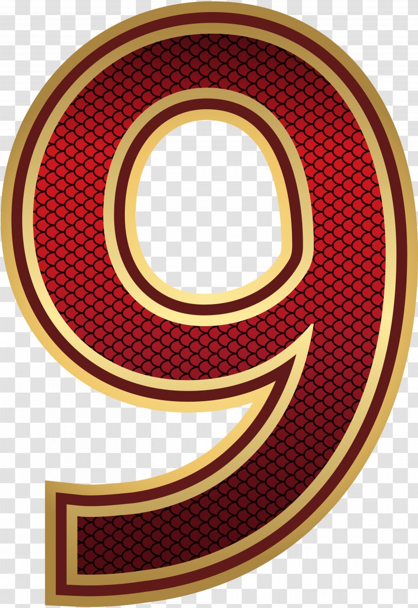 Layers - Tree - Red And Gold Number Nine Image Transparent PNG