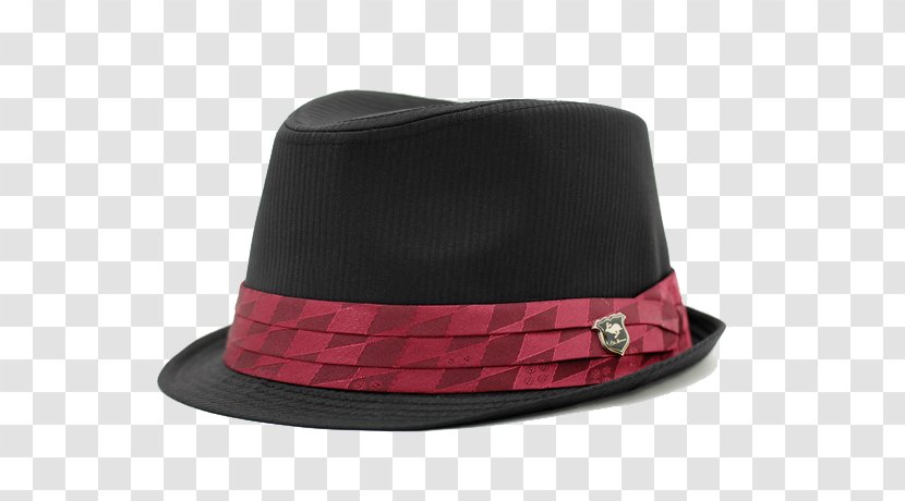 Red Burgundy Designer - Headgear - Check Wine With Black Hat Transparent PNG