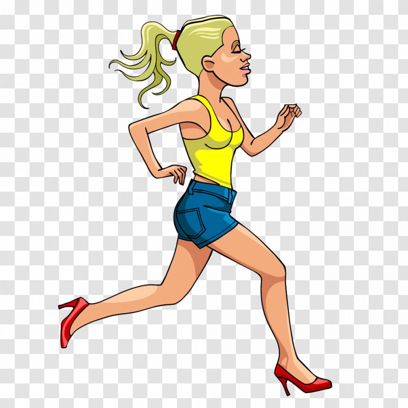 Cartoon Running Woman - Frame Transparent PNG