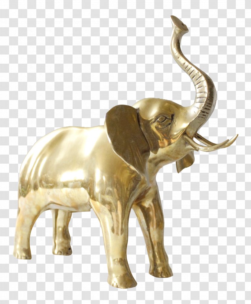 Indian Elephant Bronze Sculpture African Statue Figurine - Midcentury Modern - Brass Transparent PNG