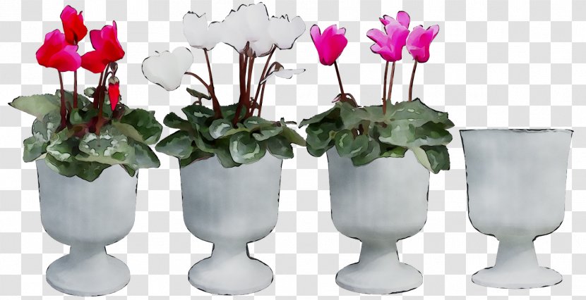 Cyclamen Vase Floral Design Cut Flowers - Flowerpot Transparent PNG