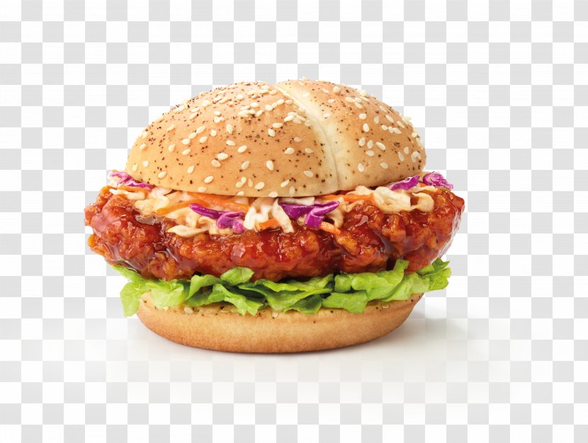 Hamburger Veggie Burger Korean Cuisine Chicken Sandwich Hot - Restaurant - Spicy Transparent PNG