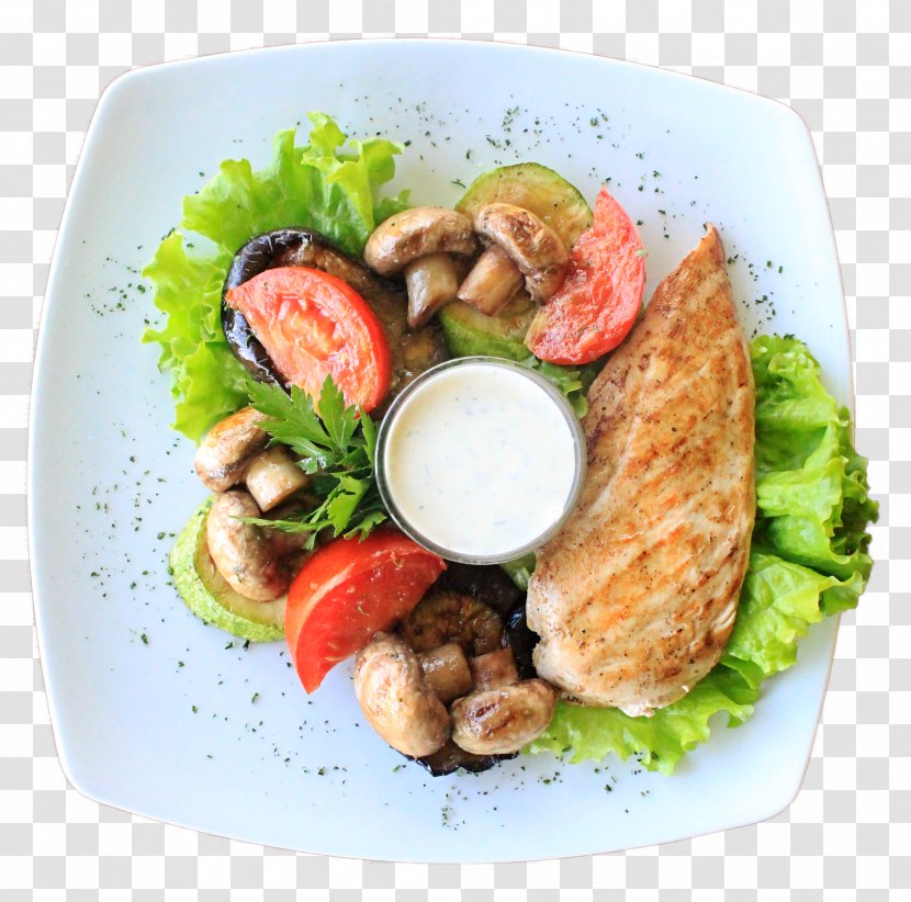 Salad Chicken Fingers Barbecue Focaccia - Dish Transparent PNG