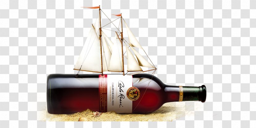 Red Wine Bottle Creativity Designer - Drinkware - Bottle-shaped Boat Transparent PNG