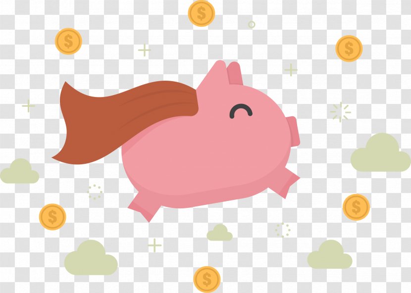 Piggy Bank Money Clip Art - Cartoon - Pink Superman Pig Transparent PNG