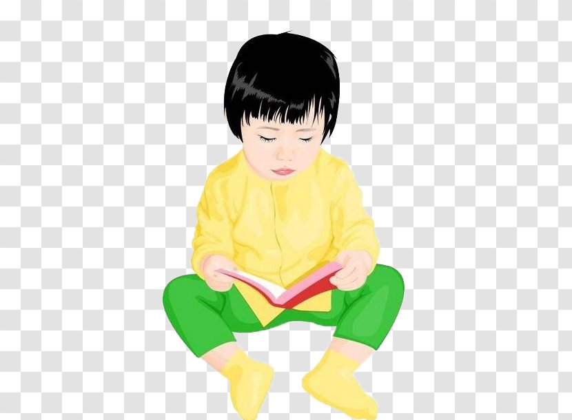 Child Illustration - Computer Software - Sitting And Reading The Transparent PNG