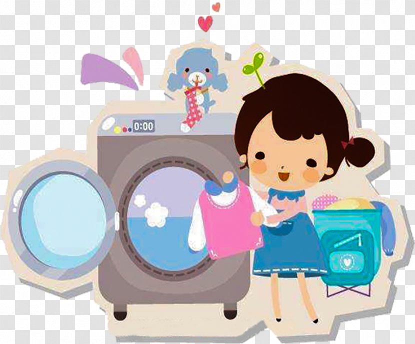 Infant Clothing Laundry Washing Machine - Tree - Clothes In A Cartoon Transparent PNG