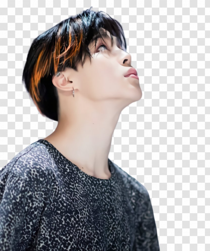 BTS V - Brown Hair - Eyelash Jaw Transparent PNG