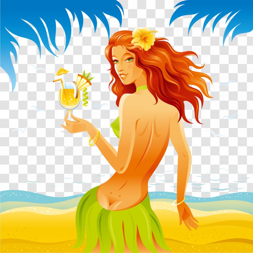Cocktail Beach Hula Illustration - Frame - Beauty Transparent PNG