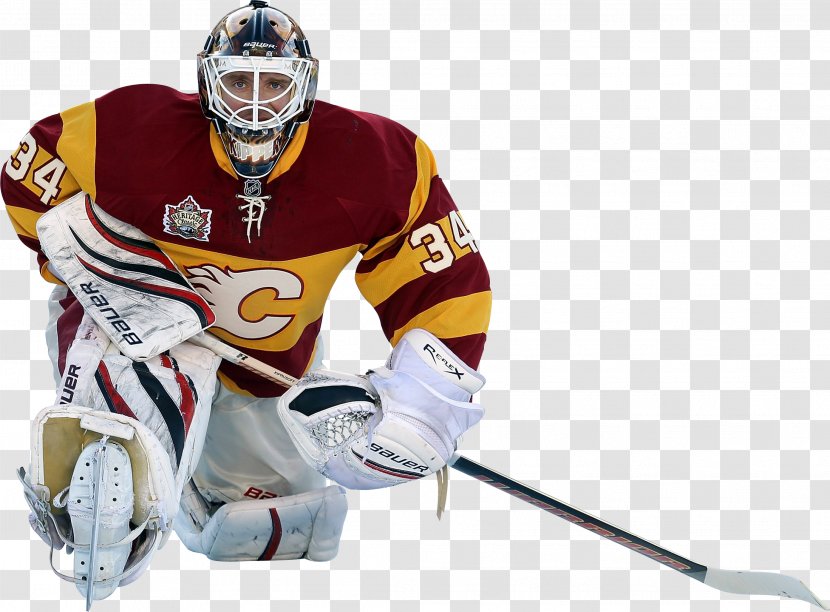 Goaltender Mask College Ice Hockey Lacrosse - Protective Gear - Calgary Flames Transparent PNG