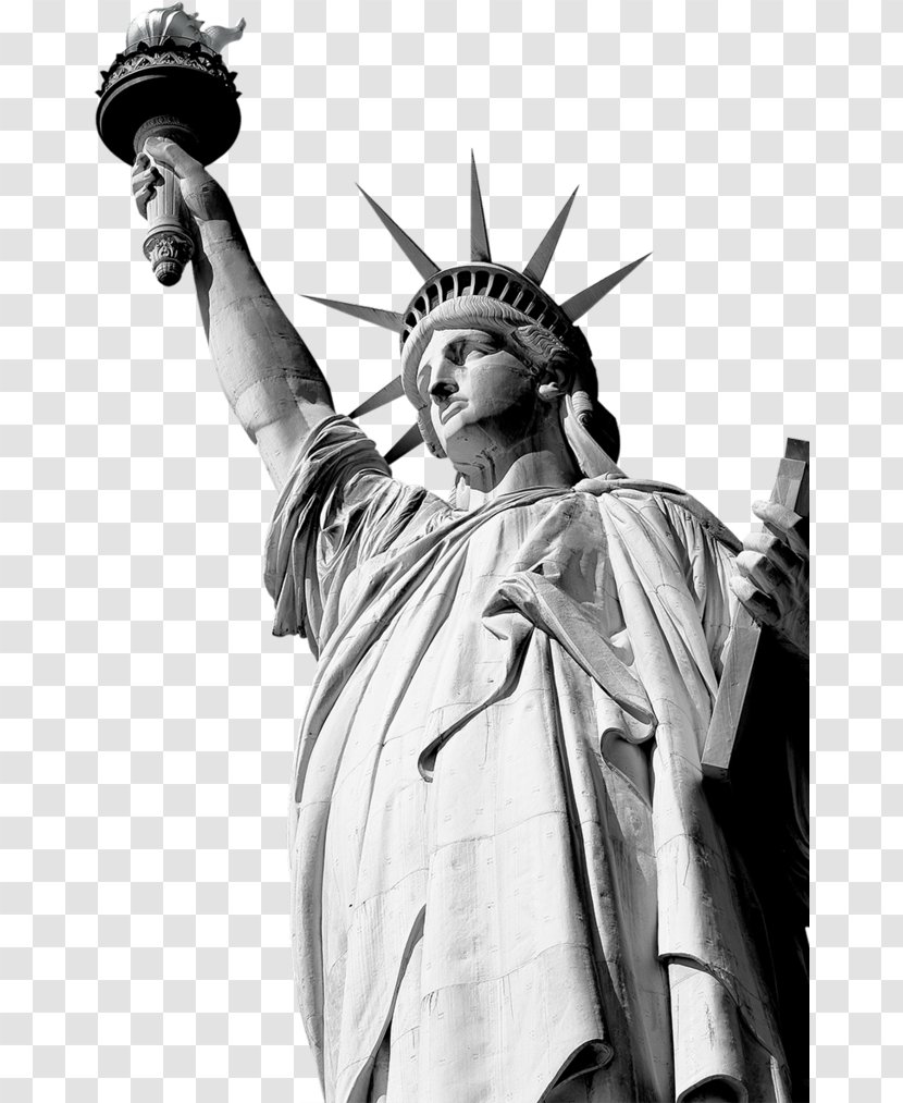 Statue Of Liberty New York Harbor Landmark - Black And White - Gray Simple Free Goddess Decoration Pattern Transparent PNG