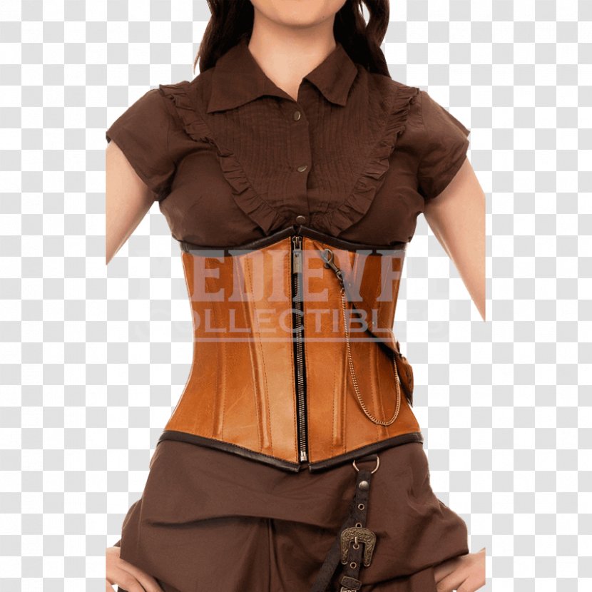 Corset Waist Corsage Sleeve Steampunk - Silhouette - Leather Jacket With Hoodie Underneath Transparent PNG