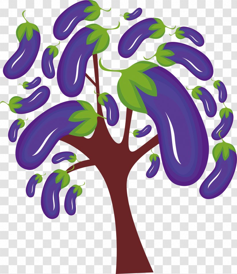 Tree Cartoon Illustration - Flower - Eggplant Transparent PNG