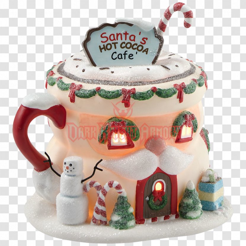 Santa Claus North Pole Village From Department 56 Santa's Hot Cocoa Caf Christmas - Watercolor - Elf Chocolate Transparent PNG