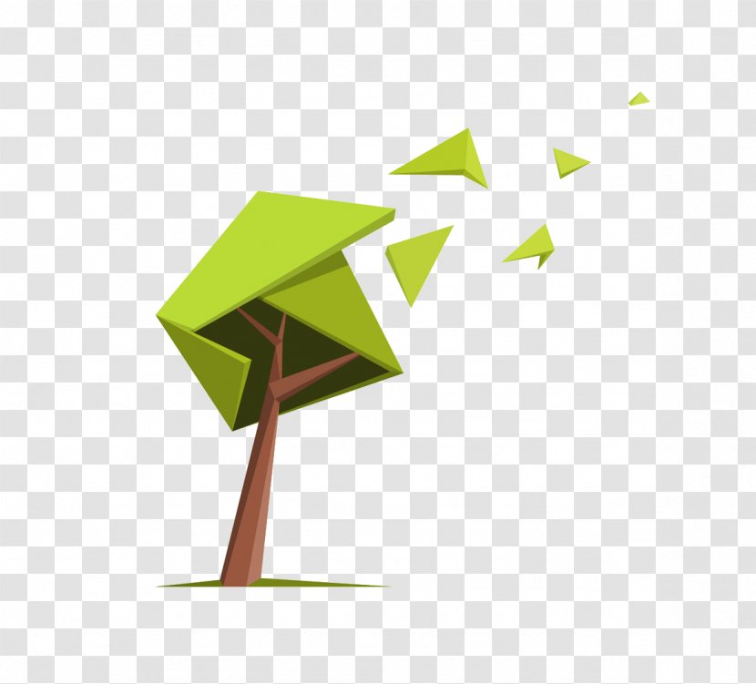 Low Poly Stock Illustration - Illustrator - Three-dimensional Triangle Composed Of Tree Transparent PNG