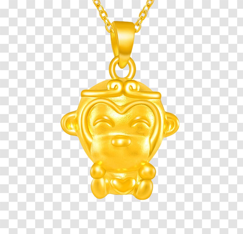 Locket Caishikou Department Store Gold Pendant Necklace - Designer - Golden Monkey Transparent PNG