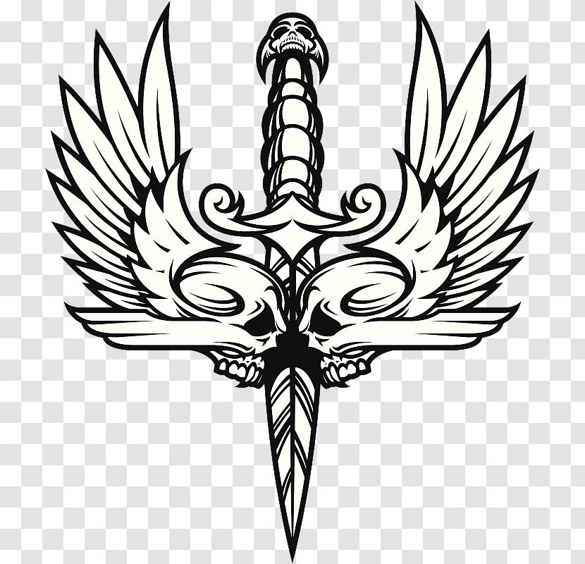 Skull Clip Art - Wing - The Graphic Design Of Sword Transparent PNG