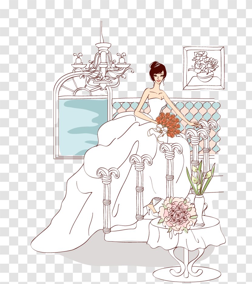 Woman Dress Cartoon Clip Art - Silhouette - Illustration Wedding Transparent PNG