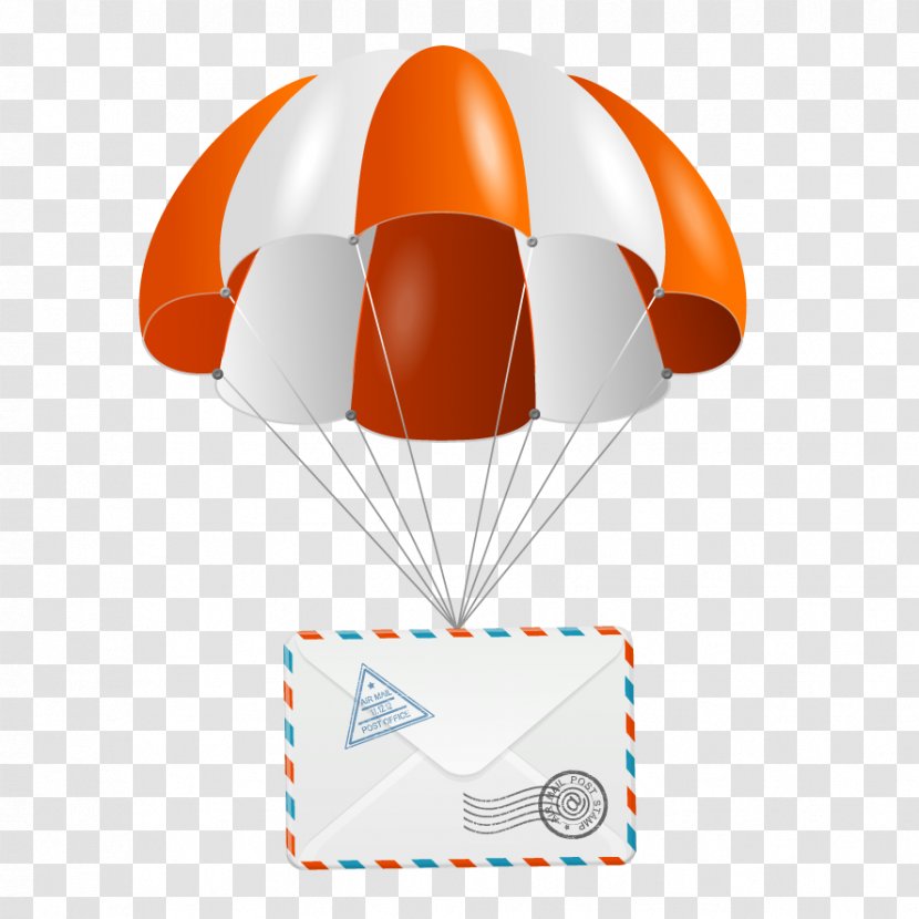 Parachute Illustration - Orange - Vector Transparent PNG