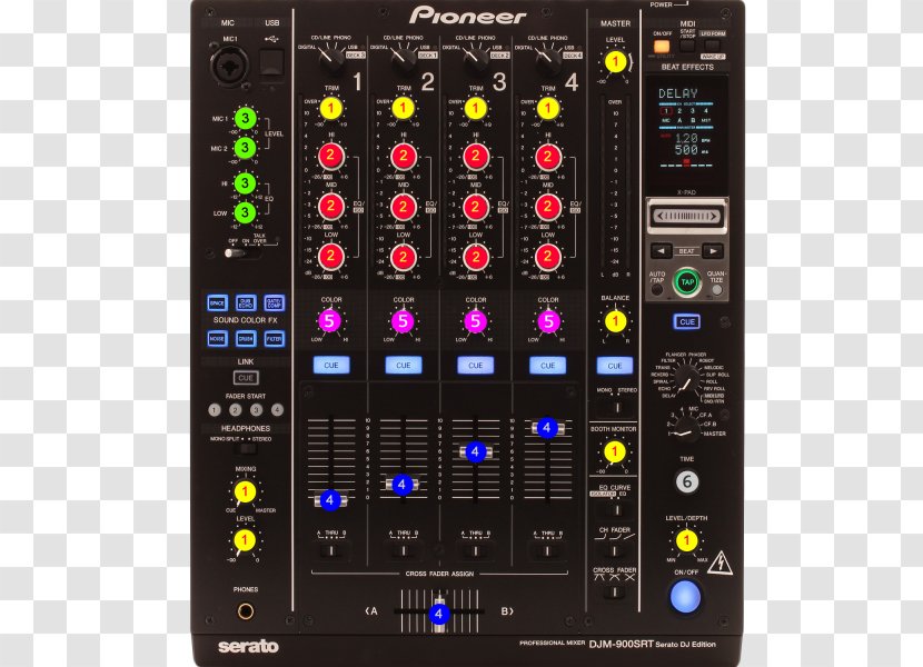 Audio Mixers Disc Jockey DJM-800 DJ Mixer - Silhouette - Mic Transparent PNG