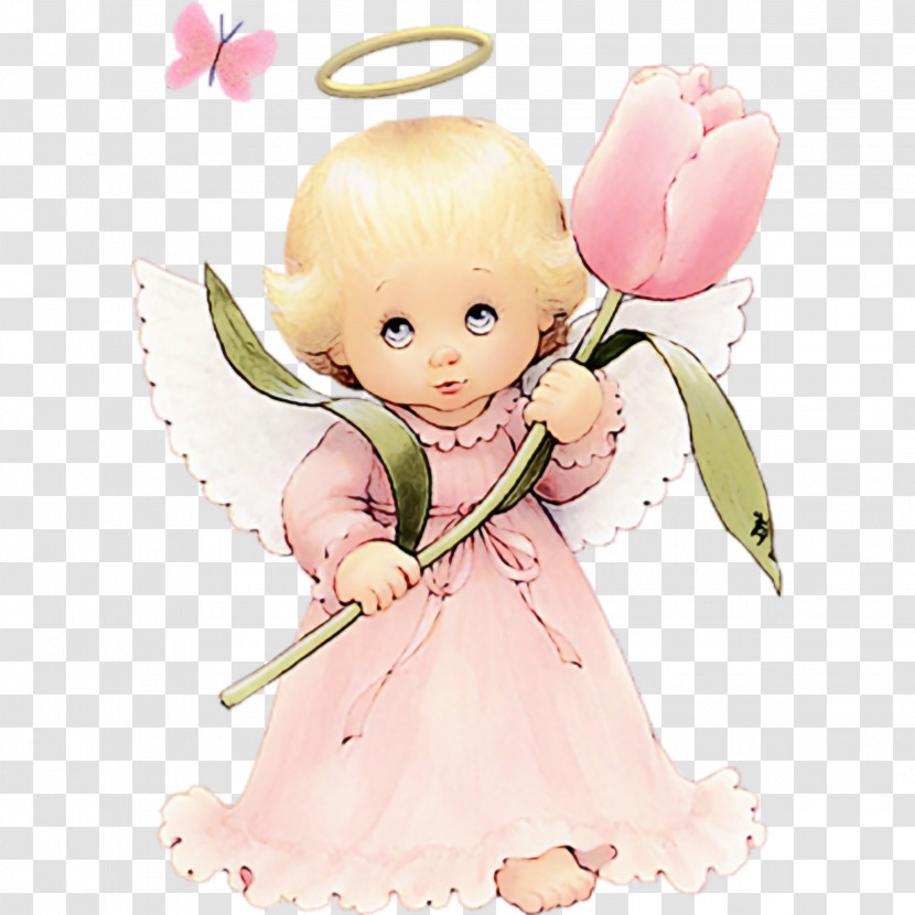 Angel Pink Cartoon Figurine Plant Transparent PNG