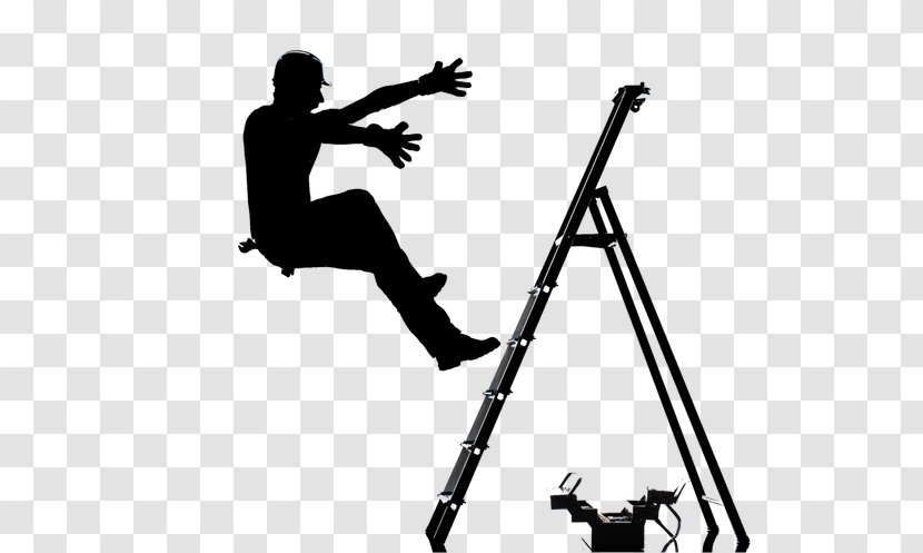 Lone Worker Risk Safety Ladder Hazard - Black And White Transparent PNG