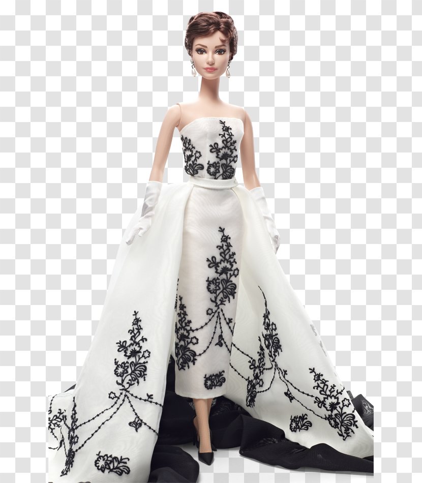 Barbie Doll Black Givenchy Dress Of Audrey Hepburn Toy Fashion - Cartoon - White Pearl Chain Transparent PNG