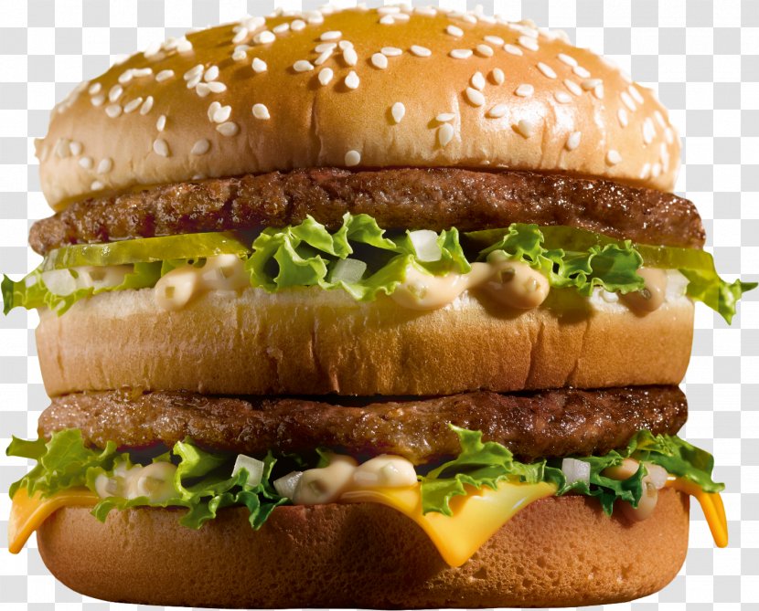 McDonald's Big Mac Hamburger Cheeseburger Whopper Veggie Burger - Fried Food - Junk Transparent PNG