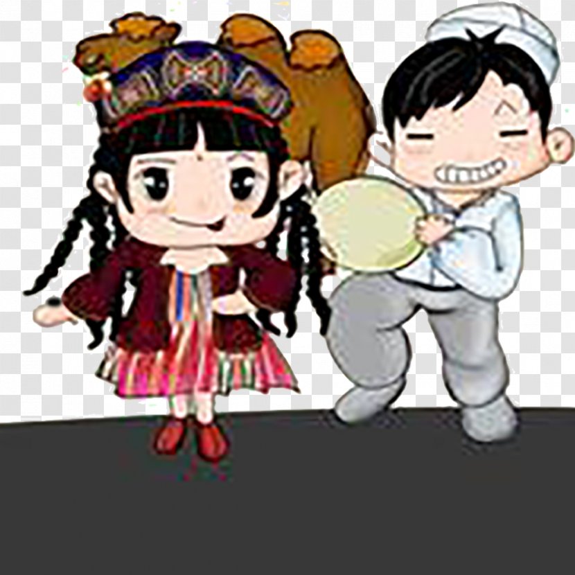 Cartoon Q-version Comics Drawing Illustration - Hand-painted Xinjiang Singing And Dancing Transparent PNG